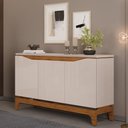 Ver imagem 1 de Aparador Buffet para Sala de Jantar 3 Portas 139cm Clarice D05 Freijó Off White - Lyam Decor