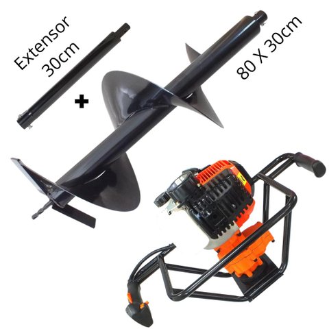 Perfurador de Solo Vulcan VPS520 Com Broca 80x30cm + Extensor 30cm Forte Ideal Para Colocar Mourõ