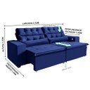 Ver imagem 4 de Sofá 4 Lugares América Azul Retrátil, Reclinável 2,52 Metros Tecnologia Carregamento 3 portas USB