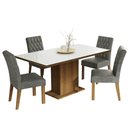 Ver imagem 2 de Conjunto Sala de Jantar Mesa Tampo de Vidro 4 Cadeiras Rustic/branco/silver Marilia Madesa