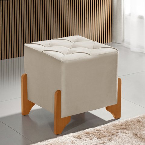 Puff Banqueta Kansas Quadrado em Veludo Desenho Sofisticado