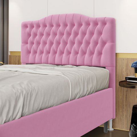 Cabeceira Estofada Decorativa Pollux para Cama Box 160 para Cama Queen Sued Rosê Aradecor