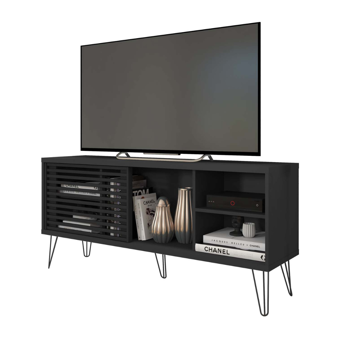 Rack para TV até 55 Polegadas Industrial Retrô 136cm em BP Porta Ripada Multiverso CabeCasa MadeiraMadeira - 5