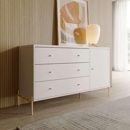 Cômoda 3 Gavetas 1 Porta Jasper Branco 135cm - 1