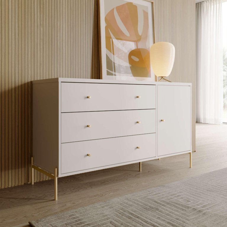 Cômoda 3 Gavetas 1 Porta Jasper Branco 135cm