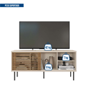 Ver imagem 6 de Rack para TV até 55 Polegadas Industrial 136cm em BP Porta Ripada Multiverso Bege Off White/Buriti