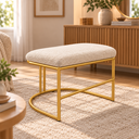 Ver imagem 3 de Puff Poltrona Lua Estofada Base Metal Dourada Luxo Boucle Bege