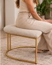 Ver imagem 2 de Puff Poltrona Lua Estofada Base Metal Dourada Luxo Boucle Bege
