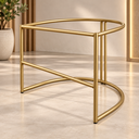 Ver imagem 4 de Puff Poltrona Lua Estofada Base Metal Dourada Luxo Boucle Bege