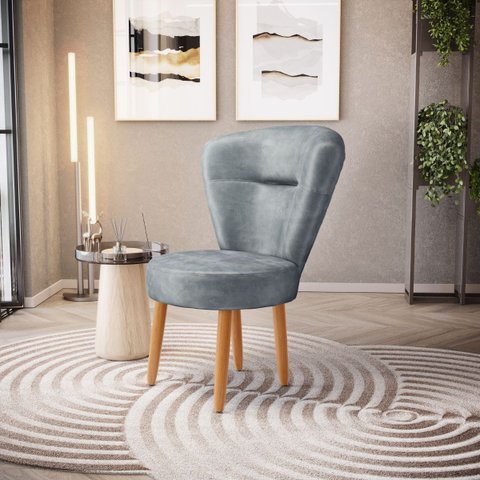 Cadeira Estofada para Mesa de Jantar Recepção Camarim Ergonômica Pés de Madeira Resistente