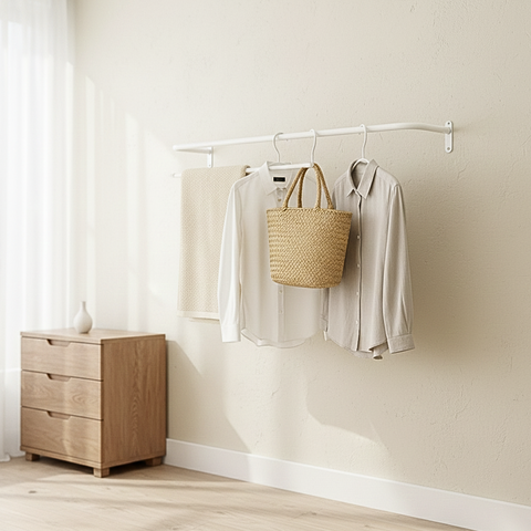 Kit 10 Araras Cabideiros 1 Metro Fixos de Parede Aço Reforçado Acabamento Moderno Closet Organizado
