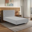 Ver imagem 1 de Kit Cama Box Casal e Cabeceira em Madeira Maciça Espresso Móveis Cinza/Linho