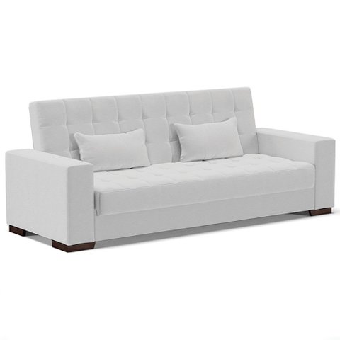Sofá Cama Decorativo 210cm Beesley Linho Cinza - Gran Belo