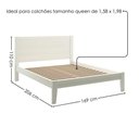Ver imagem 2 de Cama Queen com 2 Mesas de Cabeceira Topazio 3 Gavetas Madeira Maciça Taeda Branco Milani Movelaria