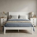 Ver imagem 5 de Cama Queen com 2 Mesas de Cabeceira Topazio 3 Gavetas Madeira Maciça Taeda Branco Milani Movelaria