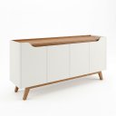 Ver imagem 2 de Buffet Aparador 4 Portas com Pés de Madeira Ravena 180cm Sala de Estar Jantar - Offwhite / Cedro