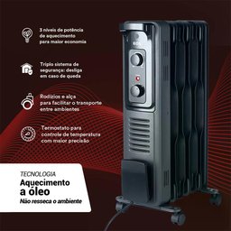 Aquecedor Elétrico a Óleo EOS Comfort Heat EAQ02O 1500W Preto 110V - 5