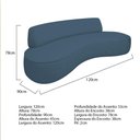 Ver imagem 3 de Sofá Curvo 2 Lugares Orgânico Escritório Recepção Sala Amsterdã 120cm Linho Azul Royal