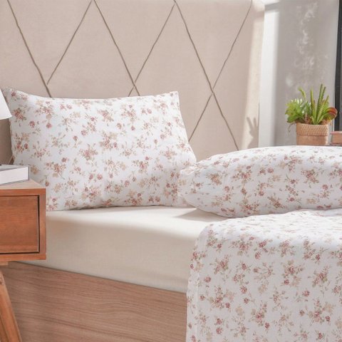 Jogo de Cama Casal 4 Pçs 150 Fios 100% Algodão Bene Casa Valerie