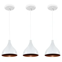 Luminárias pendentes balcão 3 un Branco com cobre - 1