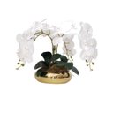 Ver imagem 2 de Arranjo Flores 4 Orquídeas Branca Artificial e Vaso Dourado