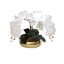 Ver imagem 1 de Arranjo Flores 4 Orquídeas Branca Artificial e Vaso Dourado