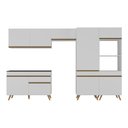 Ver imagem 7 de Armário Cozinha Modulada Completa 314cm com Balcão Veneza Multimóveis Mp3758 Branco/dourado