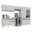 Ver imagem 2 de Armário Cozinha Modulada Completa 314cm com Balcão Veneza Multimóveis Mp3758 Branco/dourado