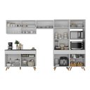 Ver imagem 4 de Armário Cozinha Modulada Completa 314cm com Balcão Veneza Multimóveis Mp3758 Branco/dourado