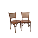 Ver imagem 1 de Kit 2 Cadeiras Lisboa Madeira Maciça Encosto Telinha Assento Madeira Castanho