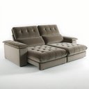 Ver imagem 1 de Sofá com Chaise Girona 3 Lugares Retrátil e Reclinável 210cm Bege Escuro Veludo