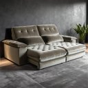 Ver imagem 5 de Sofá com Chaise Girona 3 Lugares Retrátil e Reclinável 210cm Bege Escuro Veludo