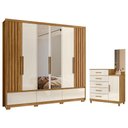 Ver imagem 1 de Guarda Roupa Casal Amazonas e Cômoda Lisboa Freijó Off White com Espelho - Moval