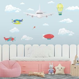Adesivo de Parede Decorativo Infantil Avião Nas Nuvens - 6