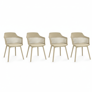Kit 4 Cadeiras Montreal Marcela Estofada - Nude