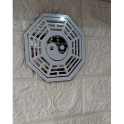 Quadro Feng Shui Baguá Espelhado Talismãs Ying Yang Branco - 3