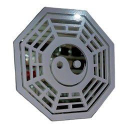 Quadro Feng Shui Baguá Espelhado Talismãs Ying Yang Branco - 2