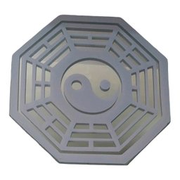 Quadro Feng Shui Baguá Espelhado Talismãs Ying Yang Branco - 1
