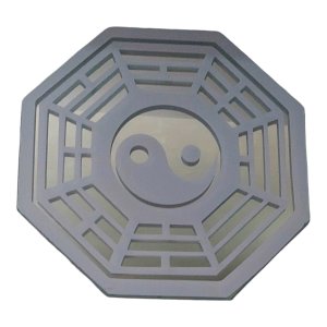 Quadro Feng Shui Baguá Espelhado Talismãs Ying Yang Branco