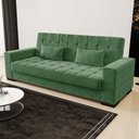 Ver imagem 2 de Sofá Cama Decorativo 210cm Beesley Suede Verde - Gran Belo