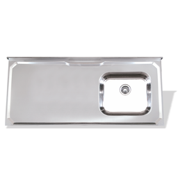 Pia de Inox 1,40 X 0,53 Lisa com Cuba Deslocada para Direita - 1