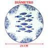 Jogo Prato Raso Jantar 4 Pessoas 4pçs Peixe Praia Mar 26cm - 4