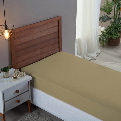 Lençol Cama Solteiro 100% Algodão com Elástico Percal 300 Fios Hotel Pousada:avela