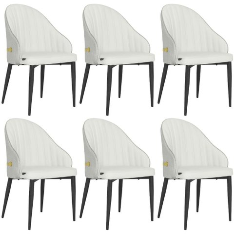 Kit 6 Cadeiras de Jantar Estofada Design La Martina - Branca
