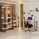 Ver imagem 4 de Mesa Escrivaninha para Escritório Industrial Desk 90 Branca