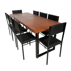 Conjunto de Mesa Jantar Ibiza 200x80 com 8 Cadeiras - Dg Móveis:imbuia/preto