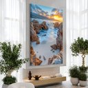 Ver imagem 1 de Quadro Decorativo Mar entre Pedras Vertical Sala Quarto Casa Escritório