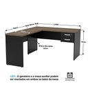 Ver imagem 3 de Estação de Trabalho com 4 Escrivaninhas em L Office Preto/Nogal