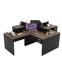 Ver imagem 6 de Estação de Trabalho com 4 Escrivaninhas em L Office Preto/Nogal