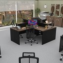 Ver imagem 4 de Estação de Trabalho com 4 Escrivaninhas em L Office Preto/Nogal